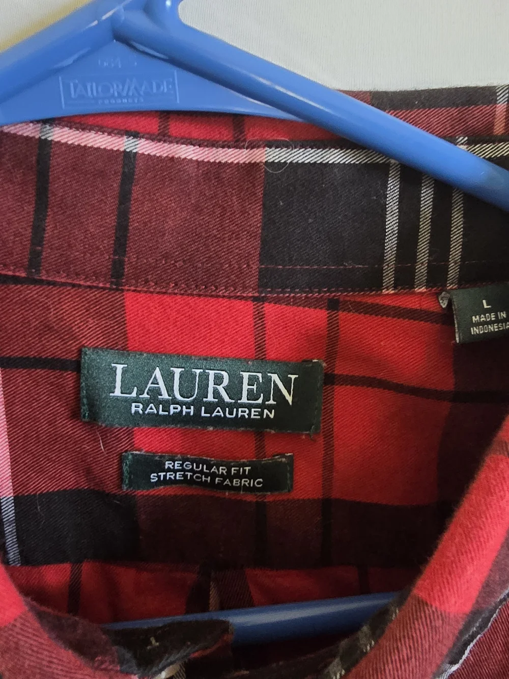 Polo by Ralph Lauren Red and Black Plaid Button-Down Shirt with White Accents